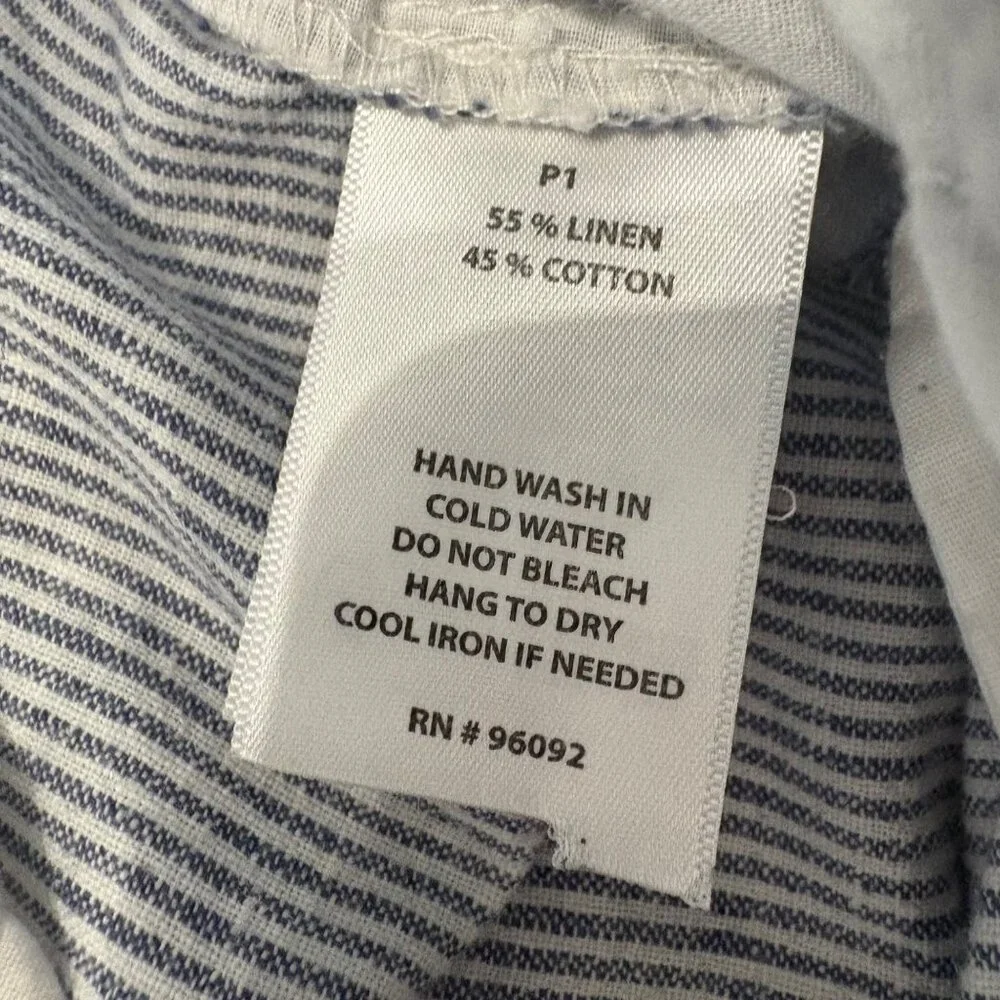 Dalia Collection Modern Fit Womens Striped Linen-Blend Pants Size14 Gray & White - Picture 4 of 7